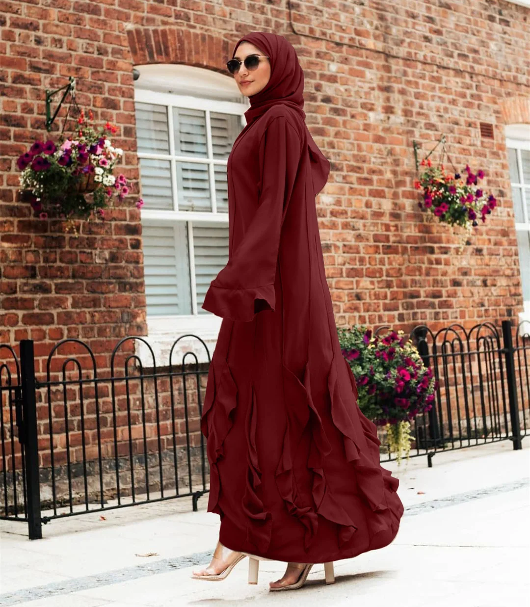 1905MuslimQLO 2021 летнее Элегантное Длинное платье в Дубае кимоно abaya Дубай Стиль Знаменитостей одноцветное мусульманском