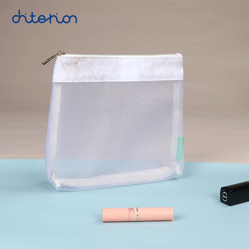 Customized durable black mesh bags makeup bags cosmetic travel storage bags pencil case mesh zipper pouch fashion picture