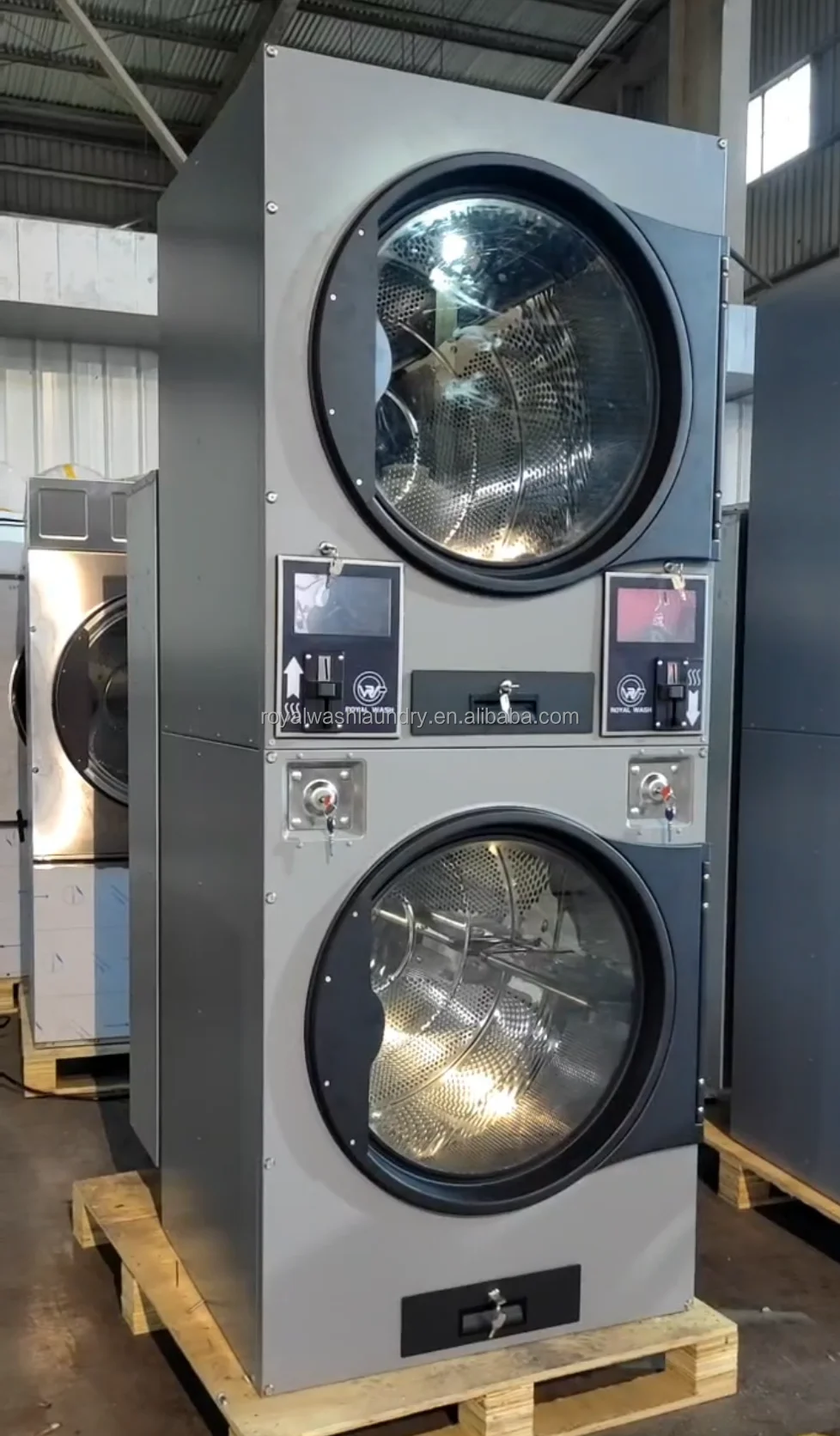 ROYAL WASH 16KG/22KG Commercial Laundry Equipment Hotel/Hospital/School Coin Operated Stack Tumble Dryer