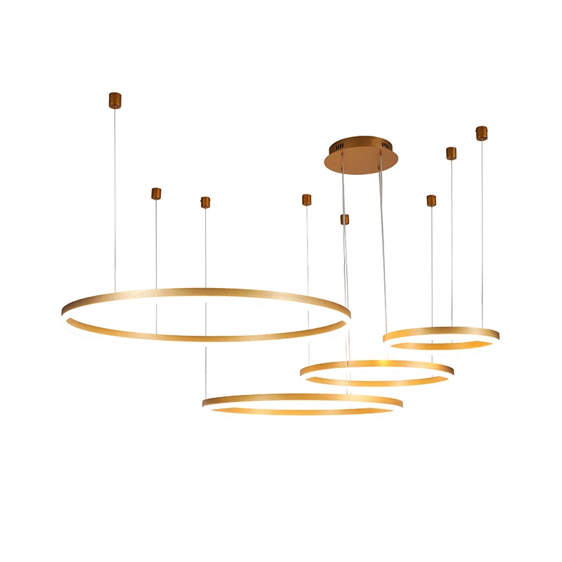  Nordic Decorative Circular Led Hanging Ring Light Aluminum Gold Kitchen Dining Room Round Indoor Modern