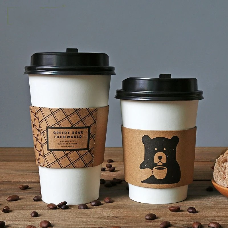 Printed design insulated kraft paper 12oz gold disposable hot beverage paper coffee cups with lids
