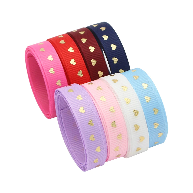 10 mm Heart Printed Ribbon  Party Wedding Gift Wrapping Handmade  Crafts Grosgrain Ribbons 1yard