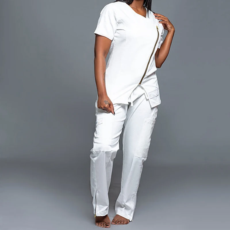 
wholesale vendors cheap soft hospital uniforms white polyester spandex uniform nurse scrub set 