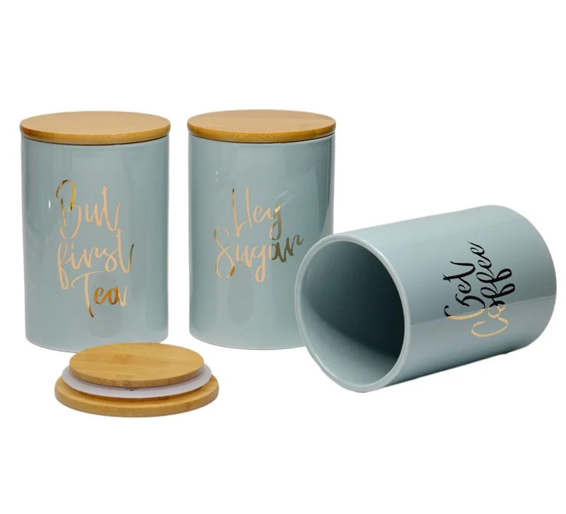Wholesale Custom LOGO Porcelain Airtight Tea Canister Ceramic Storage Jar with Lid