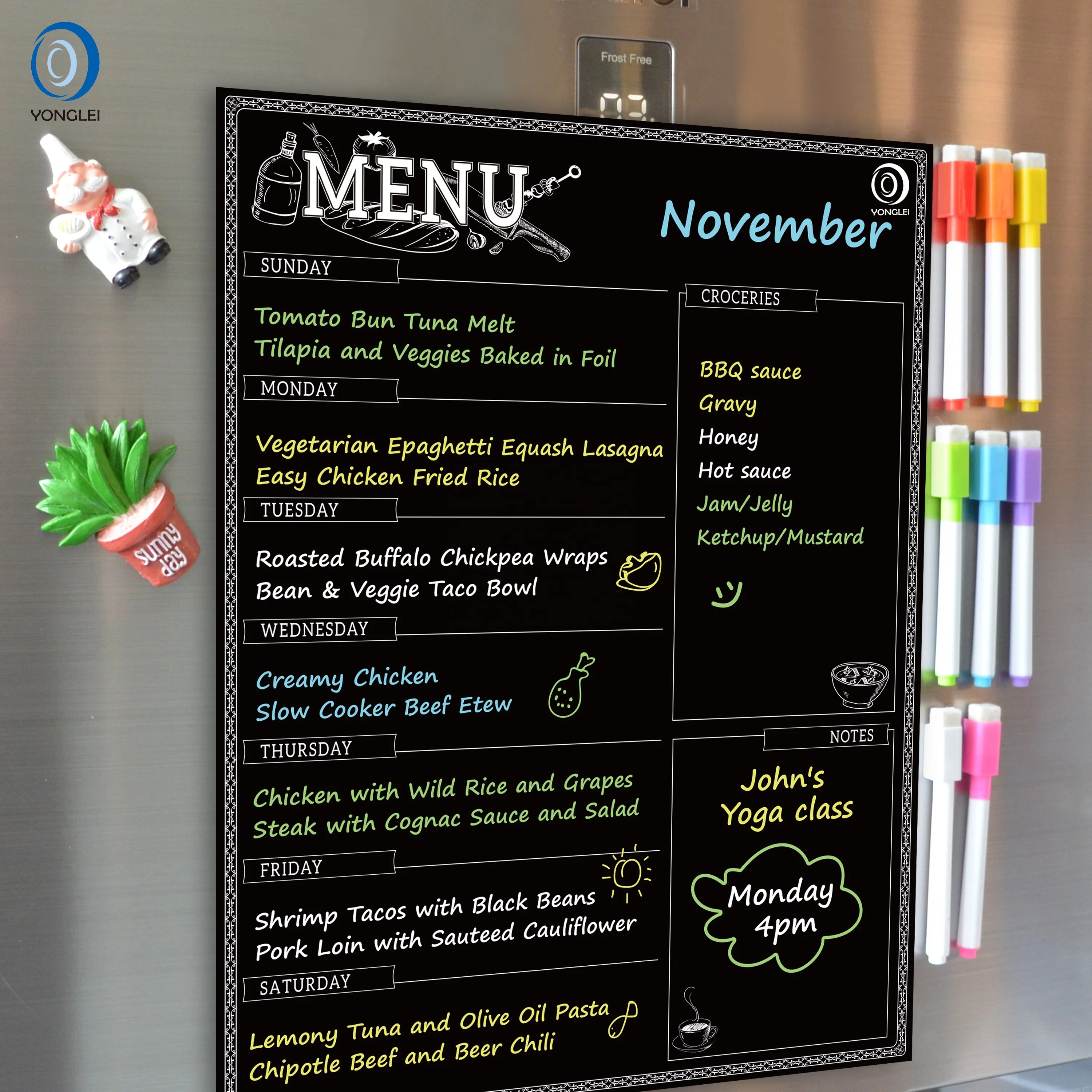 12.0-5A1 anotechnology dry erase chalk menu board magnetic black menu chalk boards