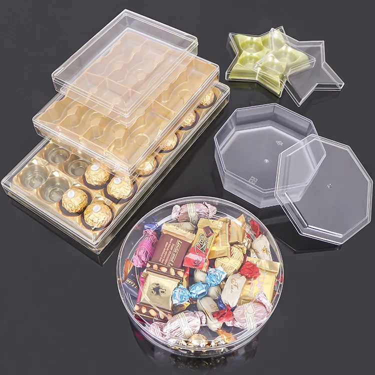 WEISHENG GPPS Plastic Tiramisu Dessert Biscuit Candy Chocolate Box Packaging Wedding Sweet Storage Box for Cookie Ferrero Rocher
