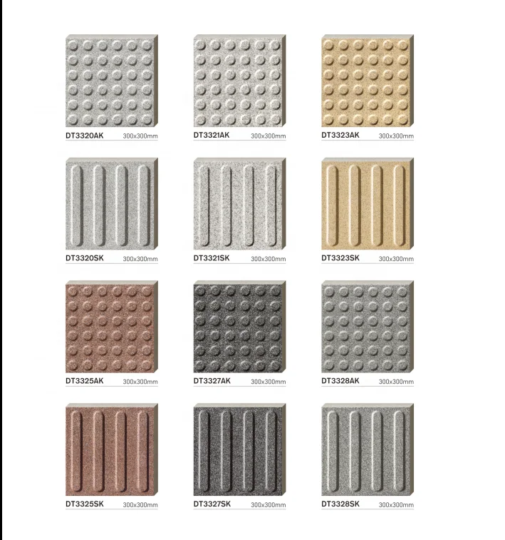 Glazed anti slip yellow gray black blue red white blind tiles porcelain tactile track brick Outdoor Blind Tiles For Side Road