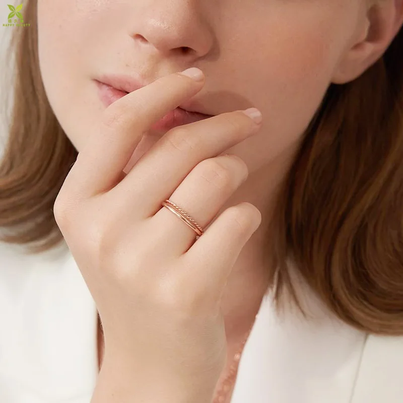 Minimalist thin gold twist midi stacking rings set for women