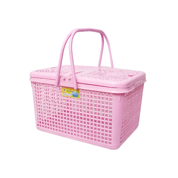 wholesale supermarket plastic shopping basket with lid pet basket with lid