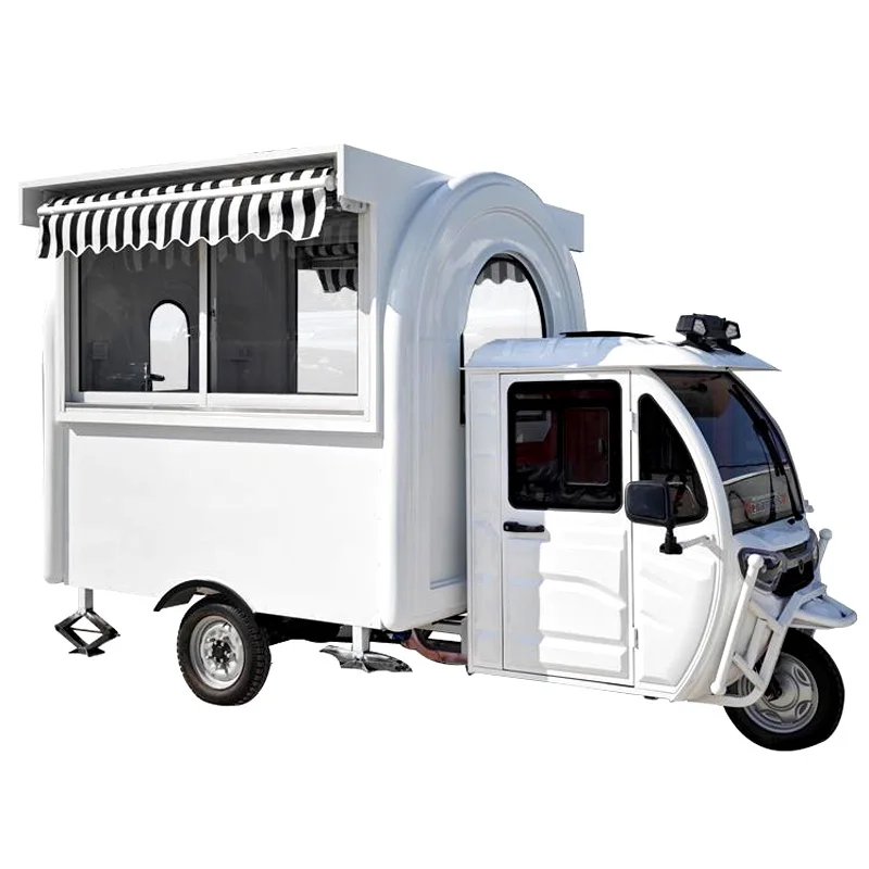 2023 Hot Selling Factory Outlet Multipurpose Mobile Electric Fast Food Snack Beverage Drinks Tricycle Pedicab Three-wheeler