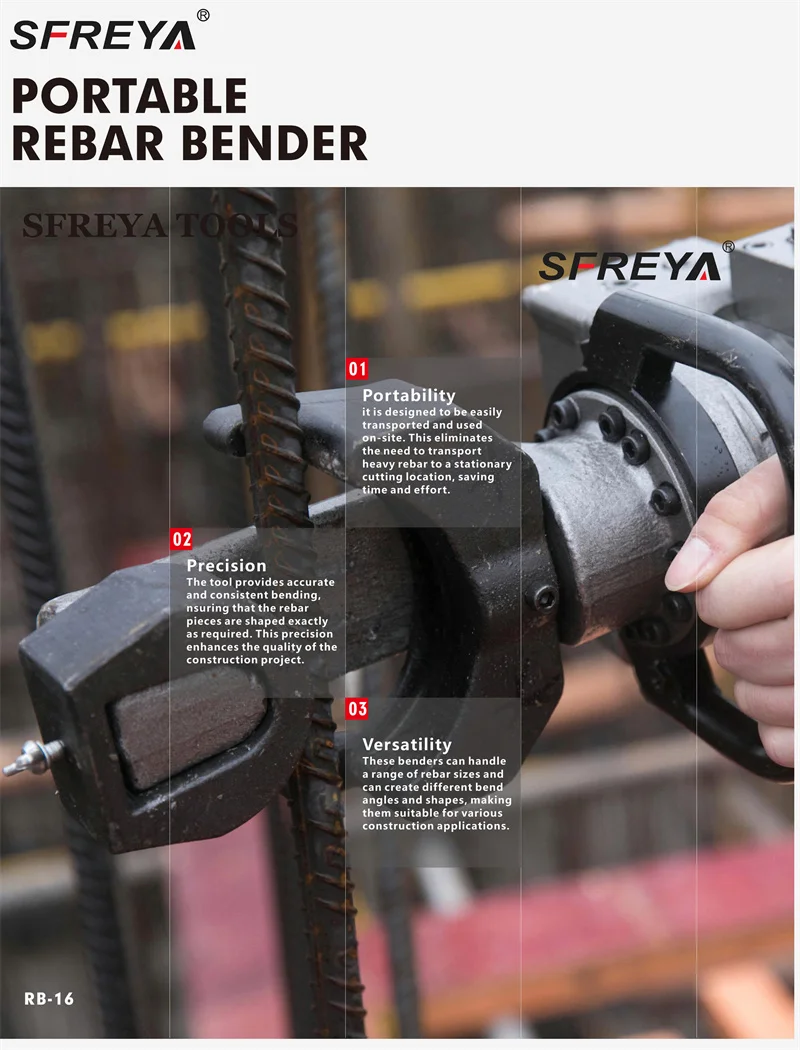 SFREYA NRB-25B  Portable Rebar Bender   Hydraulic Electric Bender Rebar Bending Machine Steel Bar Bending Metal Machine