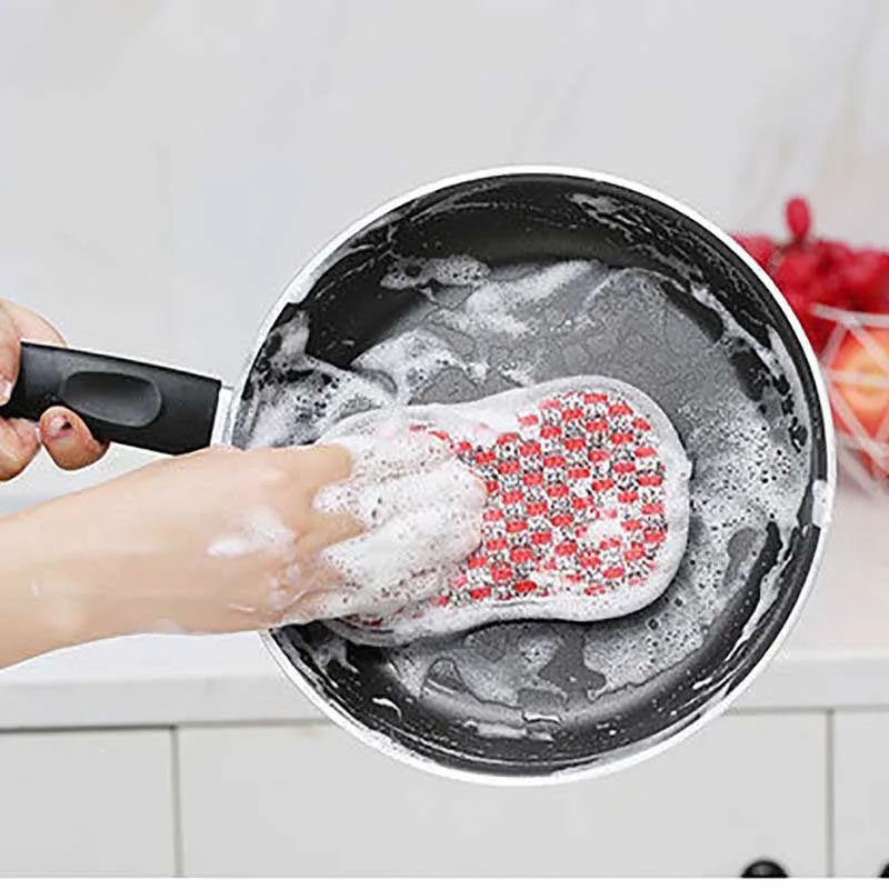 DS4335 Microfiber Scrub Sponges for Kitchen Non Scratch Double-Side Dish Sponge with Scrubber Scouring Pads Kitchen Sponges
