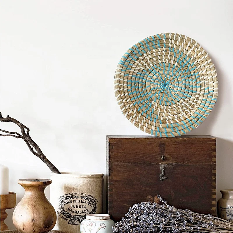Handmade Seagrass hanging woven wall basket rattan wall decor for Housewarming Gift