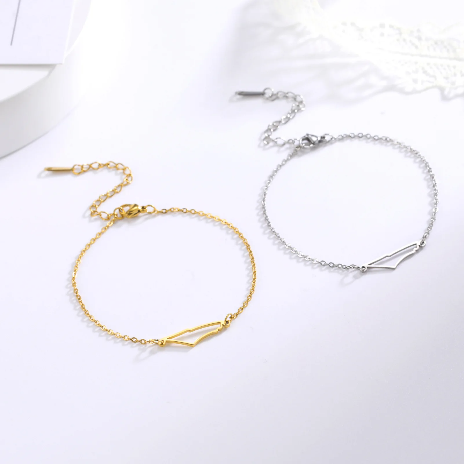 Stainless Steel Bracelet Gold Plated Hollow Out Palestine Bracelet Gold Color Map Palestine Bracelet