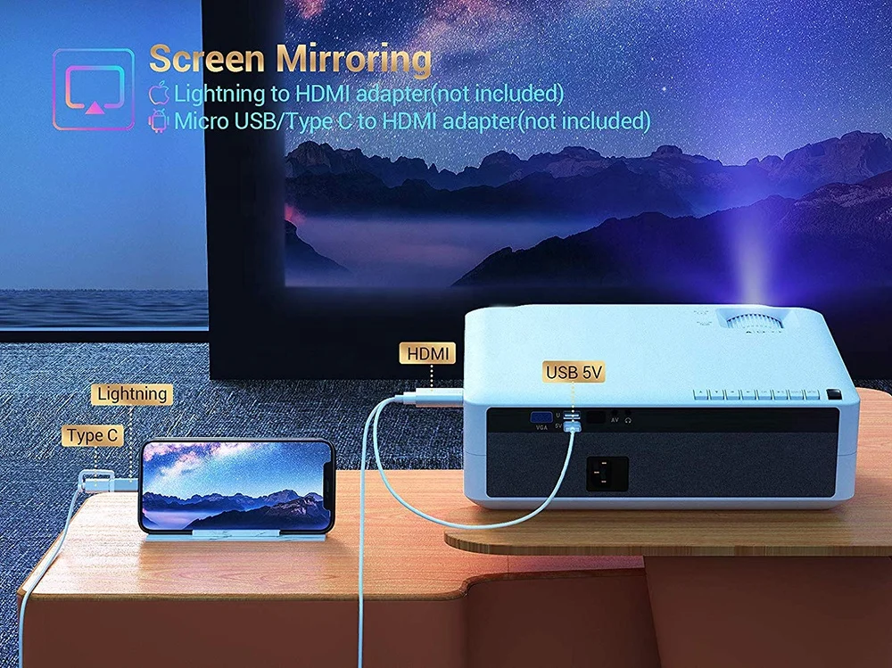 [Amazon Hot Sale] Salange M19 LCD Projector 4K Support Native 1080P 6000 Lumens Portable Projector Home Movie proyector