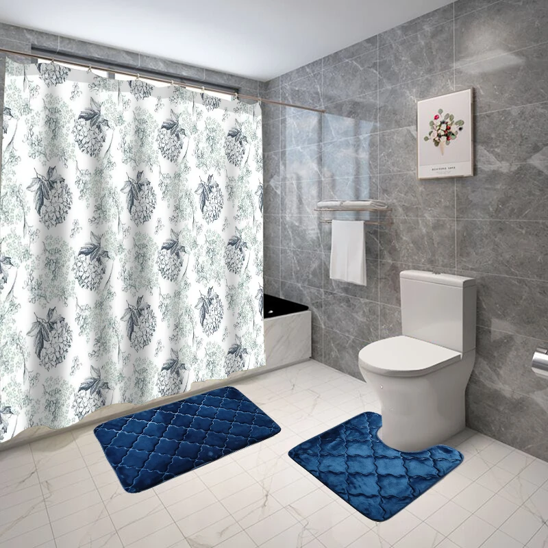 15-piece bathroom set with cushion waterproof polyester bathroom floor mats  door mat absorbent floor mat bathroom