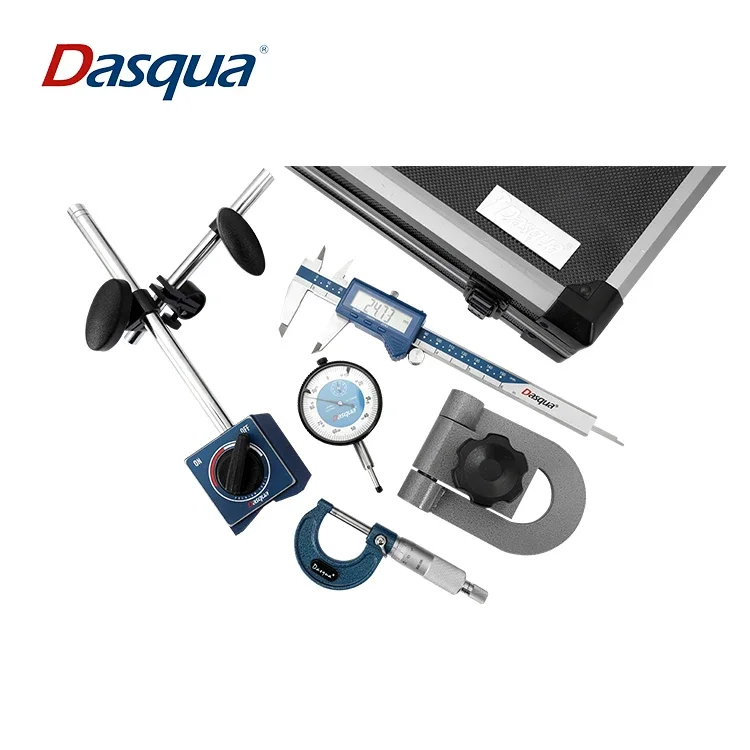 Dasqua 5pcs Measuring Set 0-150mm Digital Caliper 0-25mm Outside Micrometer Magnetic Base Dial Indicator Micrometer Stand