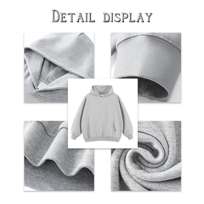 Low OEM MOQ Custom Screen Print Logo Heavyweight Vintage French Terry Without String Unisex Pullover Pure Hoodies
