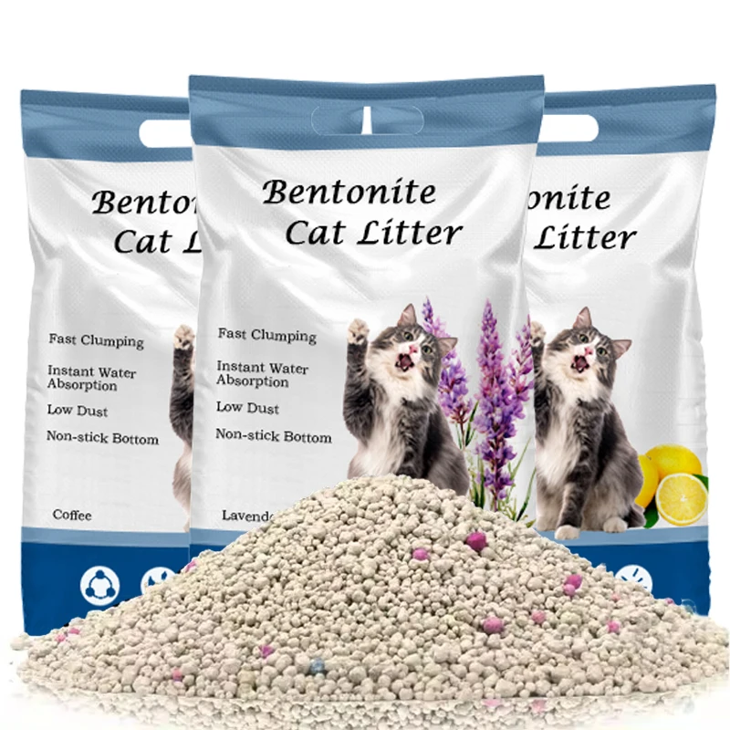 Low Dust Eco Friendly 1-3mm Ball Shape Factory Wholesale 10L/25L Natural Dust Free Deodorizer Clumping Bentonite Cat Litter Sand