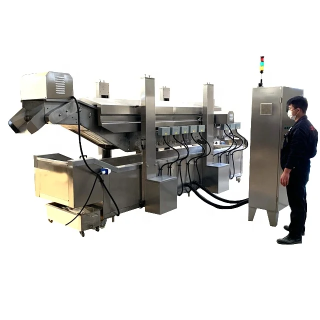 Commercial continuous frying chicken meat chicken frying machine