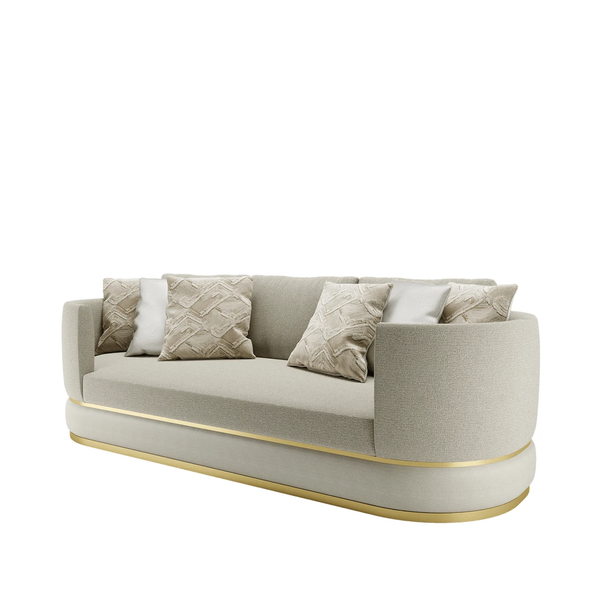 Contemporary  Chesterfield Sofa Set Gold Metal Fabric Living Room Furniture Sofas For Home Luxury
