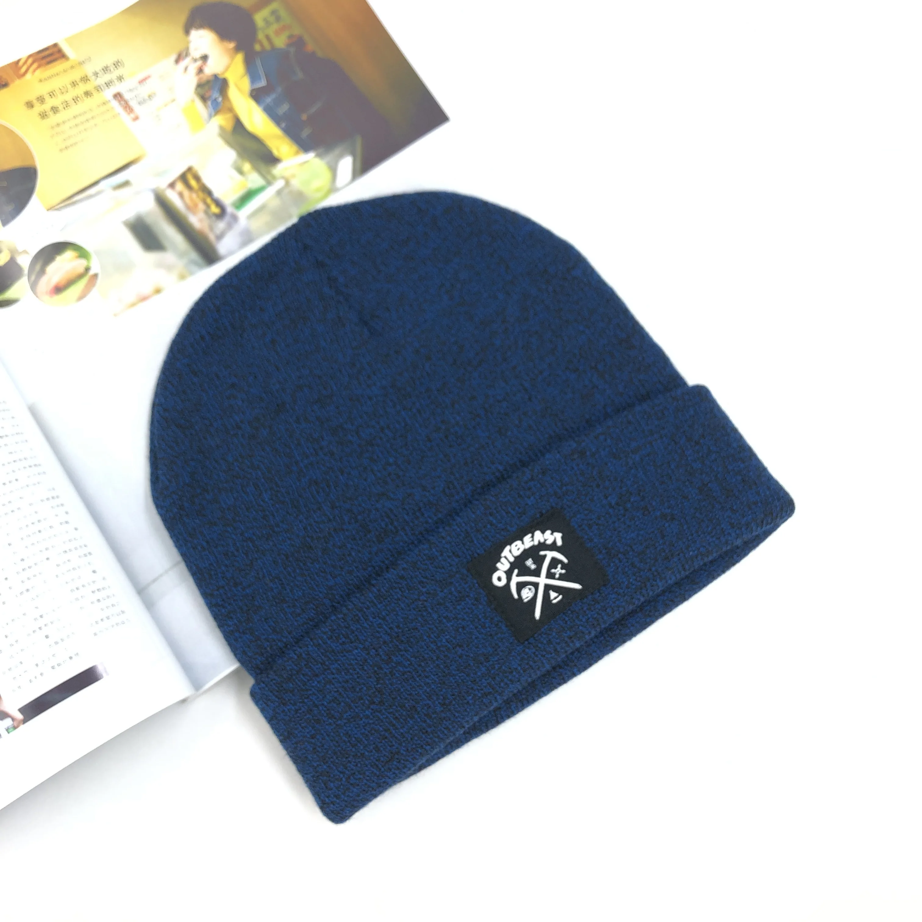 Knits Manufacturers Wholesale Acrylic Knitted winter Hats ,Flanged knitted melon-skin custom beanie hats for men