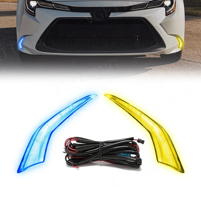 Tricolor Front Bumper Turn Signal Driving Fog Lamp For Toyota Corolla L LE XLE  Levin 2019 2020 2021 Daytime Running Light