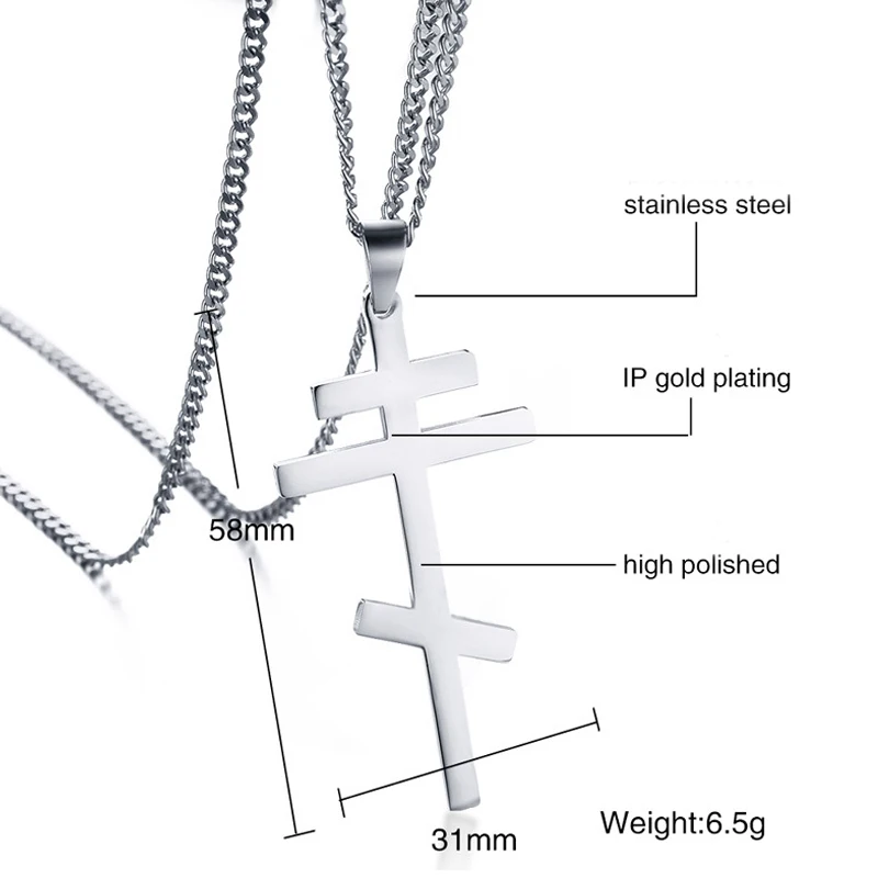 Ожерелье с крестом из нержавеющей стали и титана для мужчин