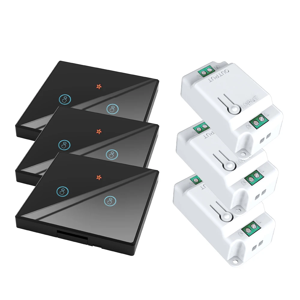 Wholesale RF433 Wireless Remote Control Switch Crystal Glass panel Touch Switch 2 gang Universal Controller Light Wall Switches