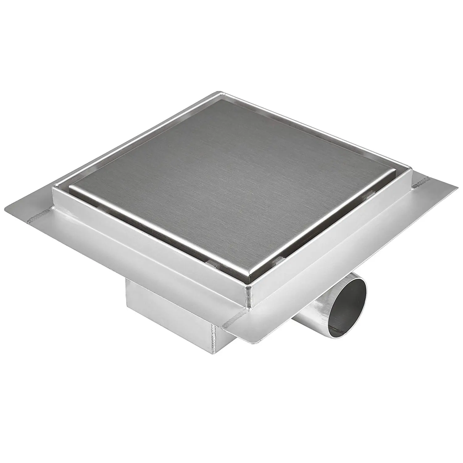  SUS304 Stainless Steel Square Shower Floor Drain with Tile Insert Invisible Grate Cover Strainer Brushed Bathroom