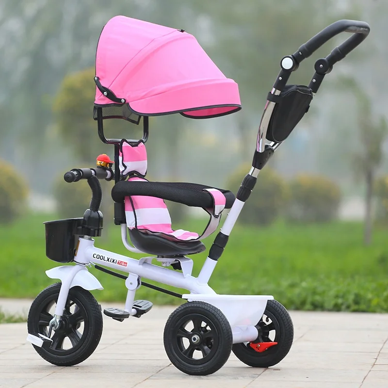 Trike Toddler 3 Wheel Children Tricycles 4 In 1 Baby Tricycle For Kid With Sunshade 1-6 Years