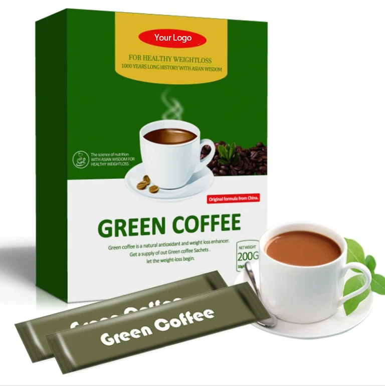 Wholesale Slim Green Tea Coffee Weight Loss fat Burning Guarana Senna Leaf Extract Slim Deliciously Lose Weight Coffee