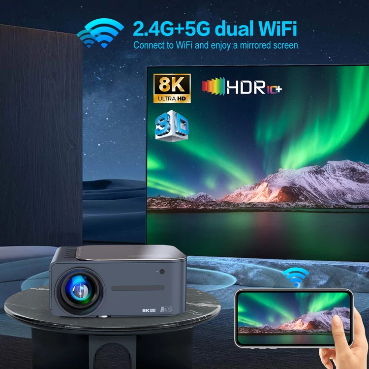Мини-проектор M8 Full HD 1080p 4K Smart Android 9 0 Wifi BT проектор для мобильного телефона домашний кинотеатр мини портативные