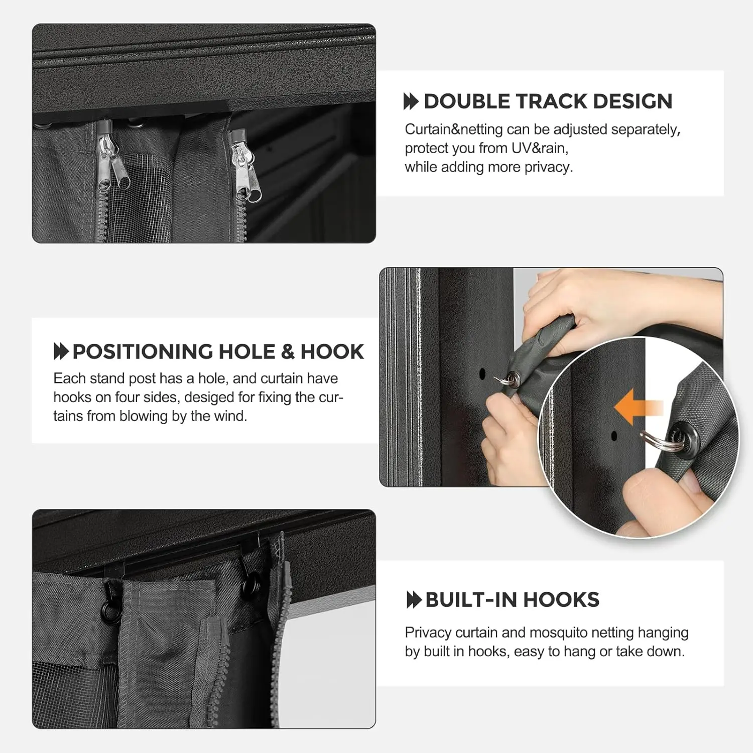 ABCCANOPY Hardtop Gazebo Single Roof Outdoor Pavilion with 2-Layer Hard Top Galvanized Iron Frame Garden Tent