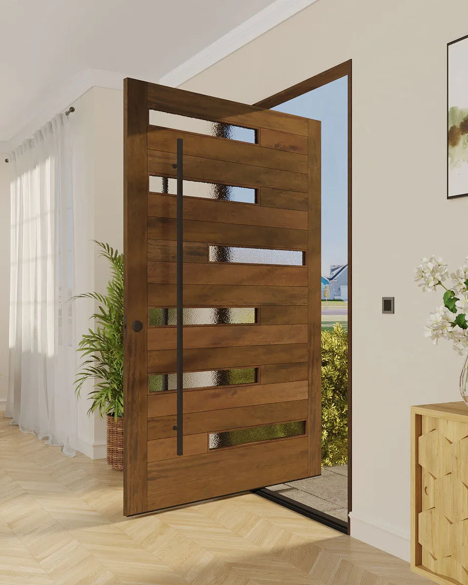 reasonable price entrance glass teak solid wooden door modern apartment front pivot door villa main doors