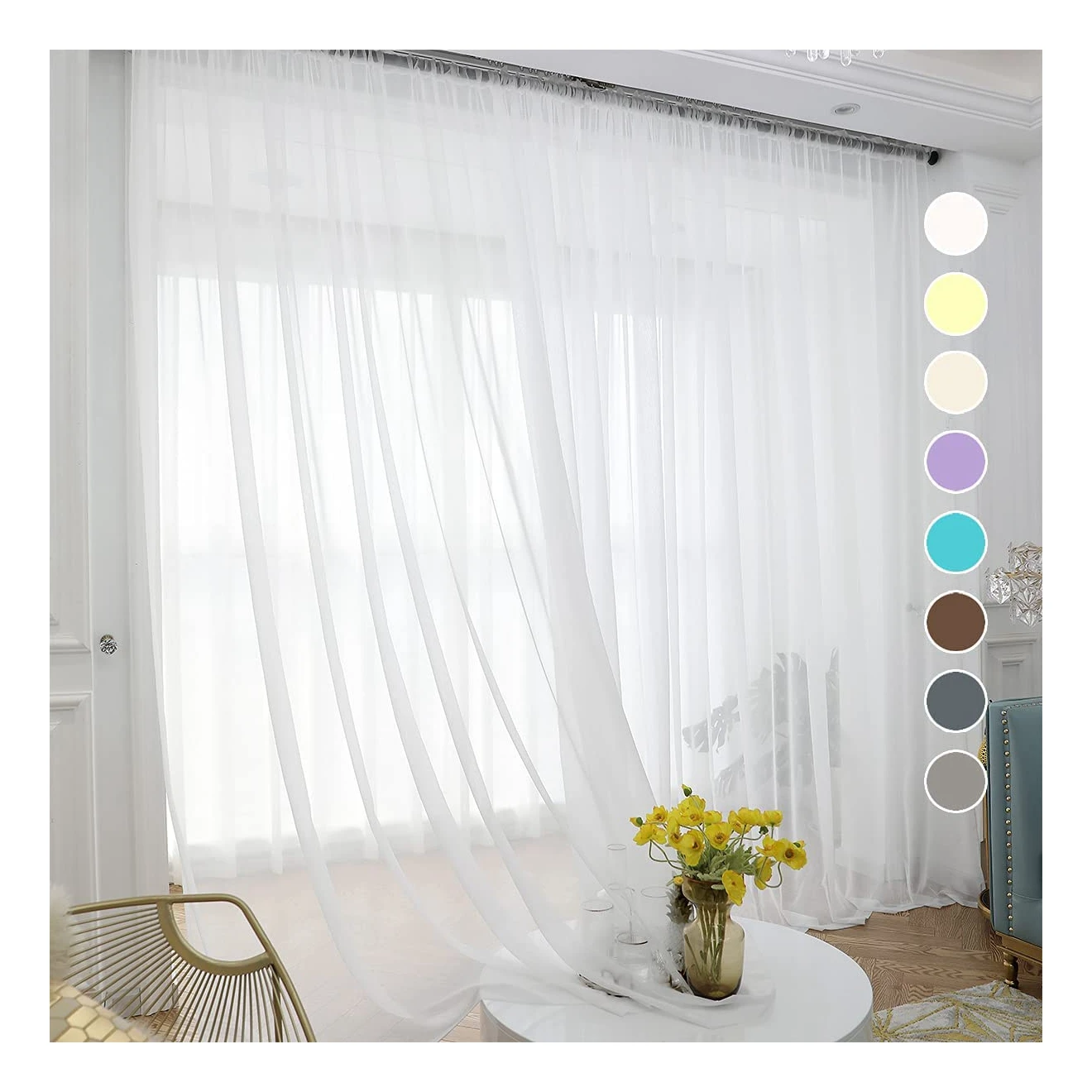 Hot Sale Good Price Sheer Fabric 100% Polyester Light Weigh Voile Fabric Curtain Multiple Color 280&300CM 45gsm