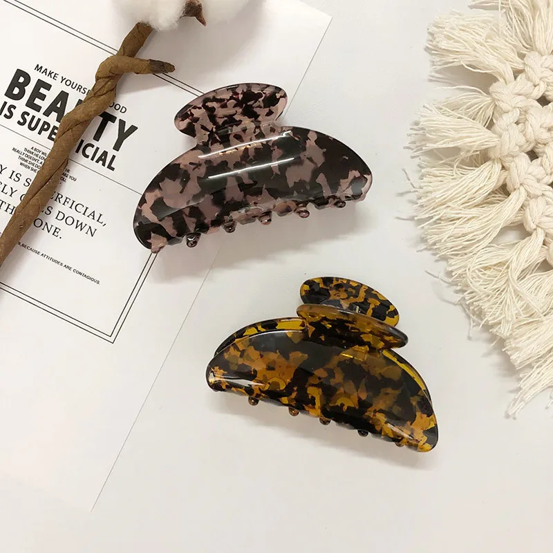 Wholesale Hair Accessories OEM Custom Engraved Logo Tortoise Cellulose Acrylic Crab Hair Claw Clips