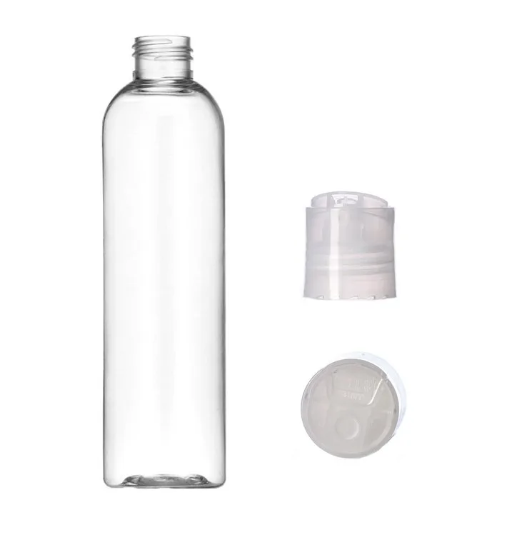 1oz 2oz 4oz 5oz 8oz Bullet Round Shape Transparent Squeeze Plastic Bottles with White Black Flip Disc Caps