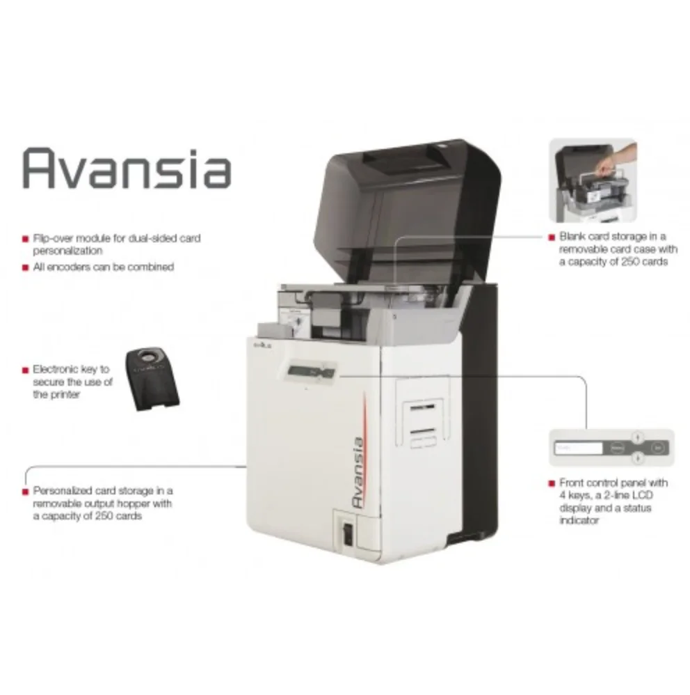 Evolis Avansia Dual-sided photo ID card printer USB Ethernet 600 dpi