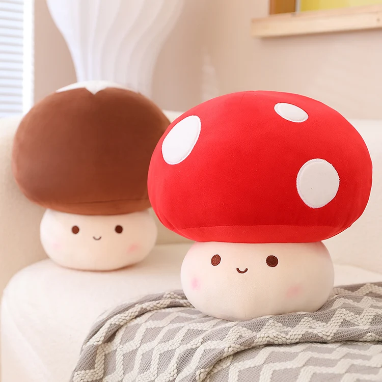 Stuffed Red Plush Mushroom Throw Pillow Cushion 3D Soft Stuffed Pillow Toy Gift For Kids Plush Mushroom Doll