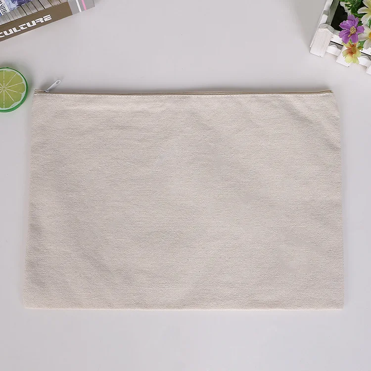 Factory Raw Cotton Quality Promotional Makeup pouch bag Custom Printed Tote Zipper Cotton Canvas Bag