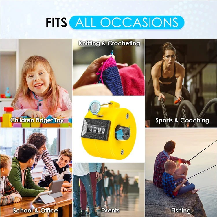 Handheld Tally Counter 4 Digit Number Clicker Hand Mechanical Counters Clickers Pitch Counter for Buddhist Toddler