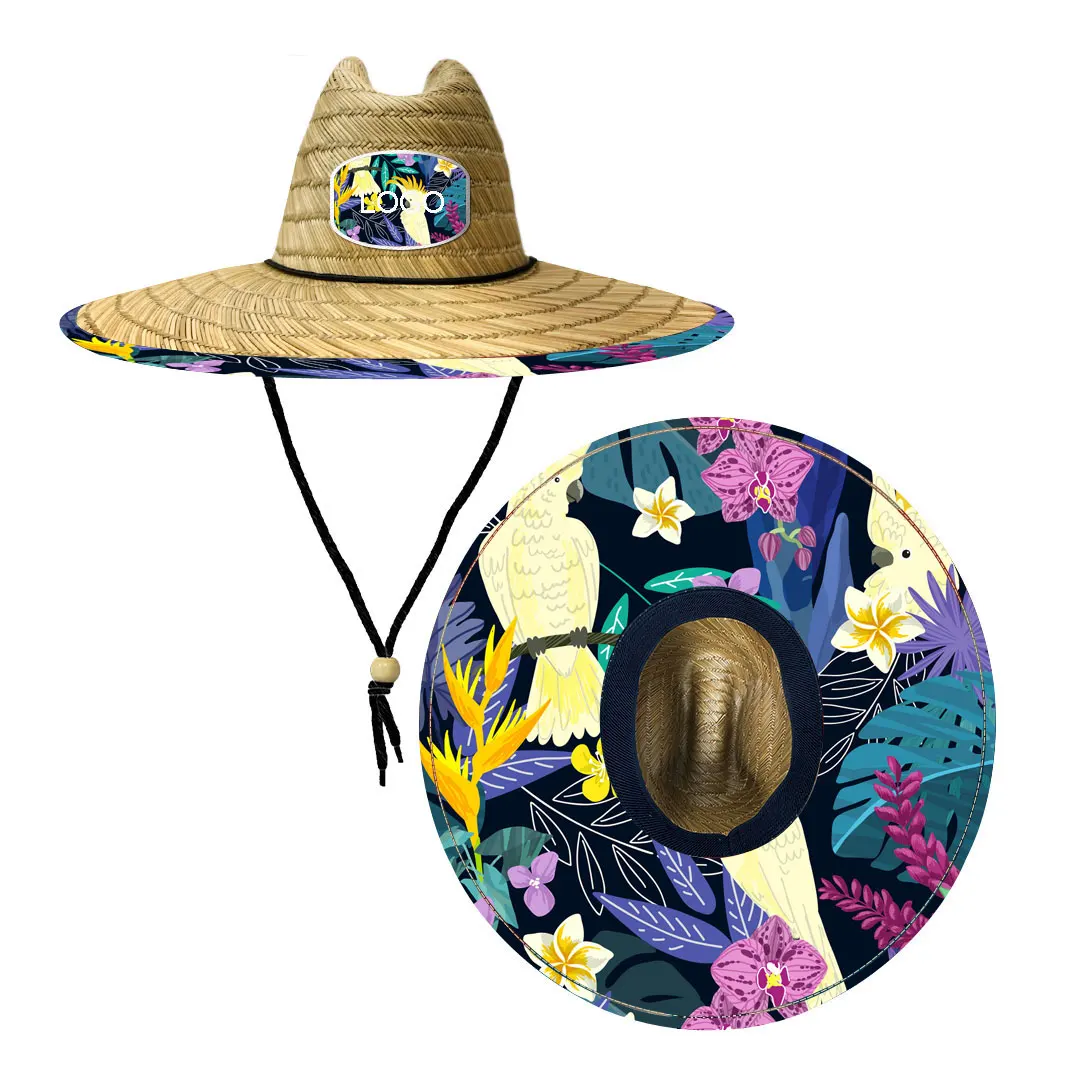 handwork colorful cheap beach straw hats custom UV sun vintage  lifeguard straw hat for menn