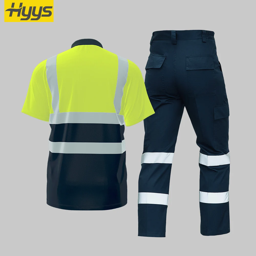 Summer Short Sleeve Quick Dry Polo Shirts Reflective Strips Safety Work T Shirt Construction Work Pants