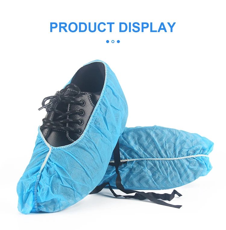 Disposable Non Woven Shoe Cover with black  Anti-static Strip and anti-skid strip ESD Shoe Cover used for electric manufacturing