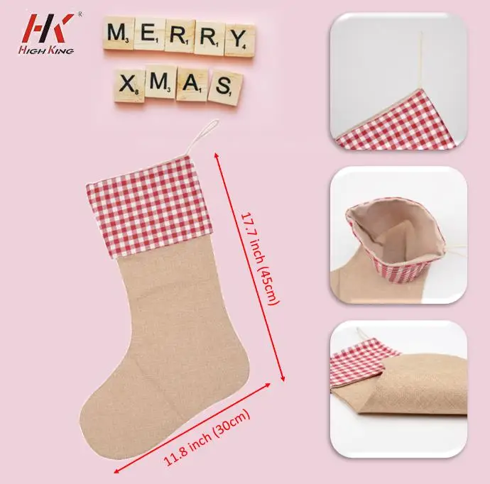HighKing Top Fashion Socks Decorations Gift Decoration Burlap Bulk Christmas 2021 Stockings