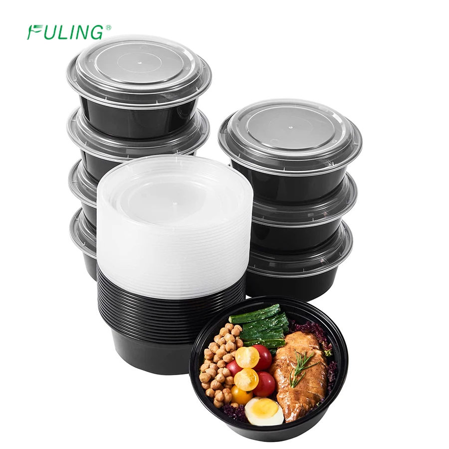 FULING 32oz microwavable disposable food box 24 oz 32 oz 38 oz plastic meal prep container take out bowl