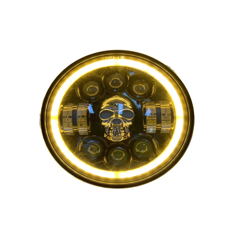 accessories angel eyes high quality fashion skull head 48w IP68 waterproof 7inch led headlight for jeep