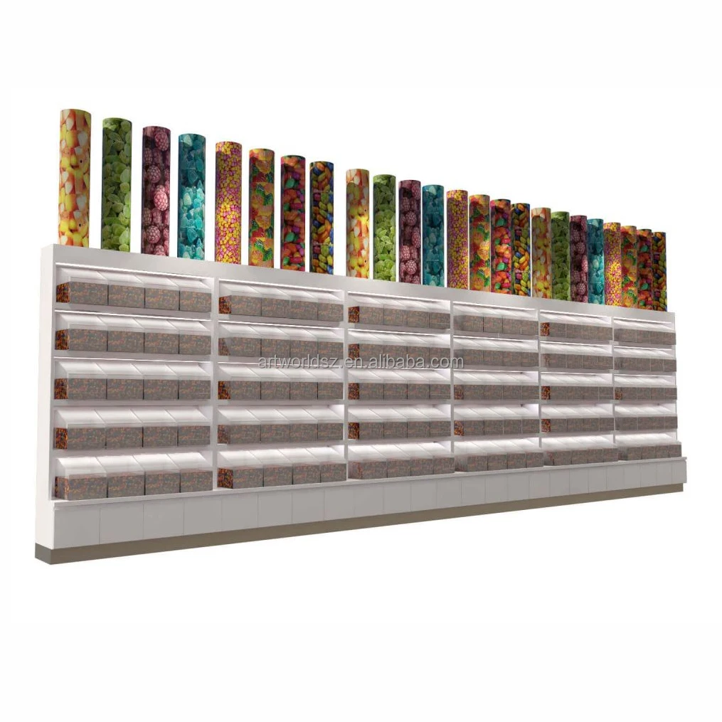 Artworld Displays Food Cabinet Candy Store Snack Display Racks Combination Candy Stand Indoor Candy Display Shelf Rack