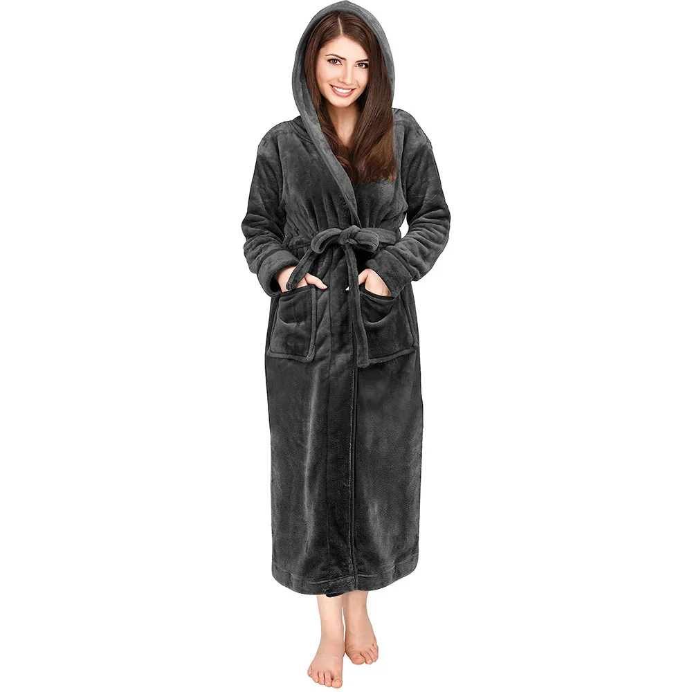 Coral fleece bathrobe colorful soft quick drying polyester flannel fleece women bathrobes luxury